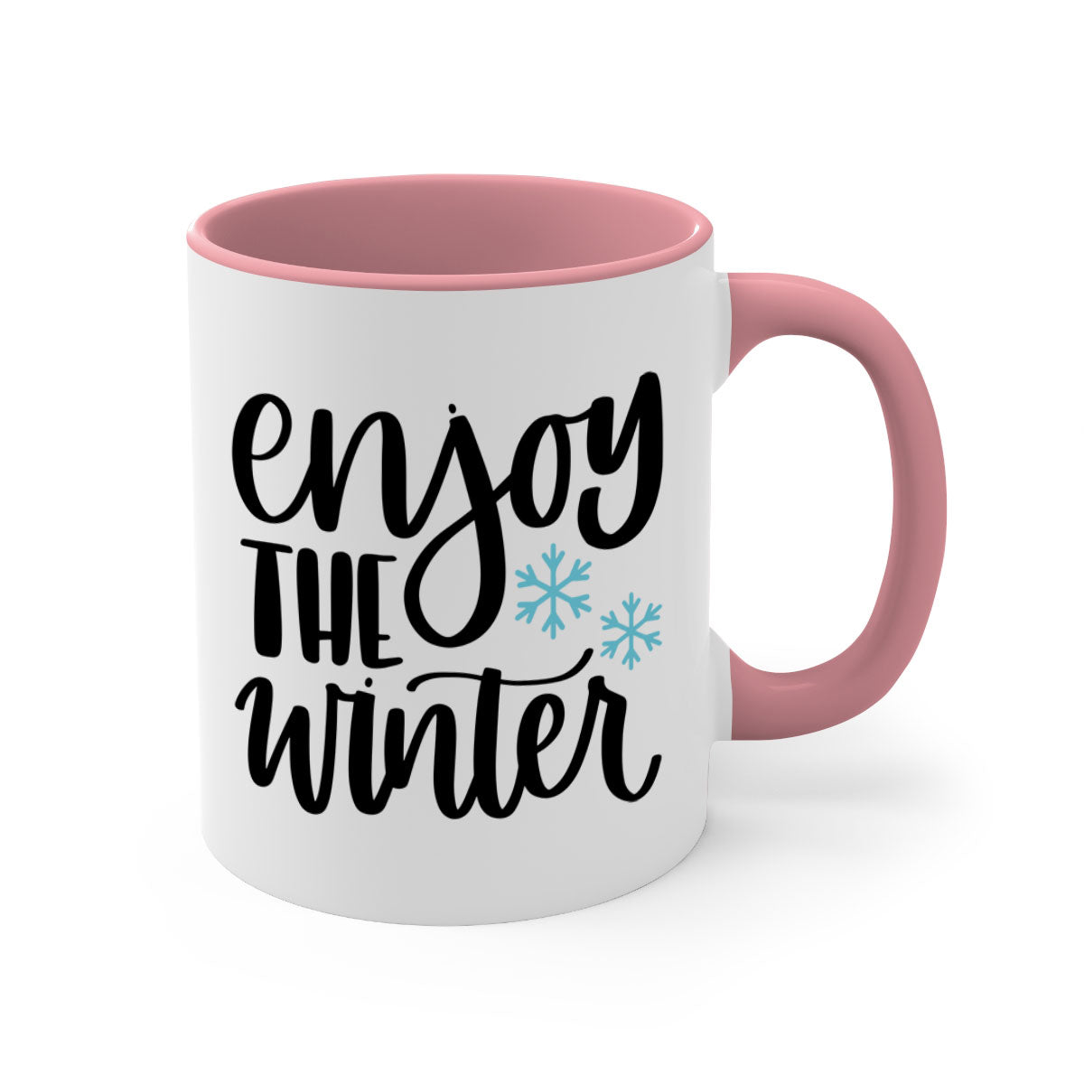 Enjoy The Winter340# Mug featuring a glossy finish, colored handle, and interior, available in five vibrant colors.