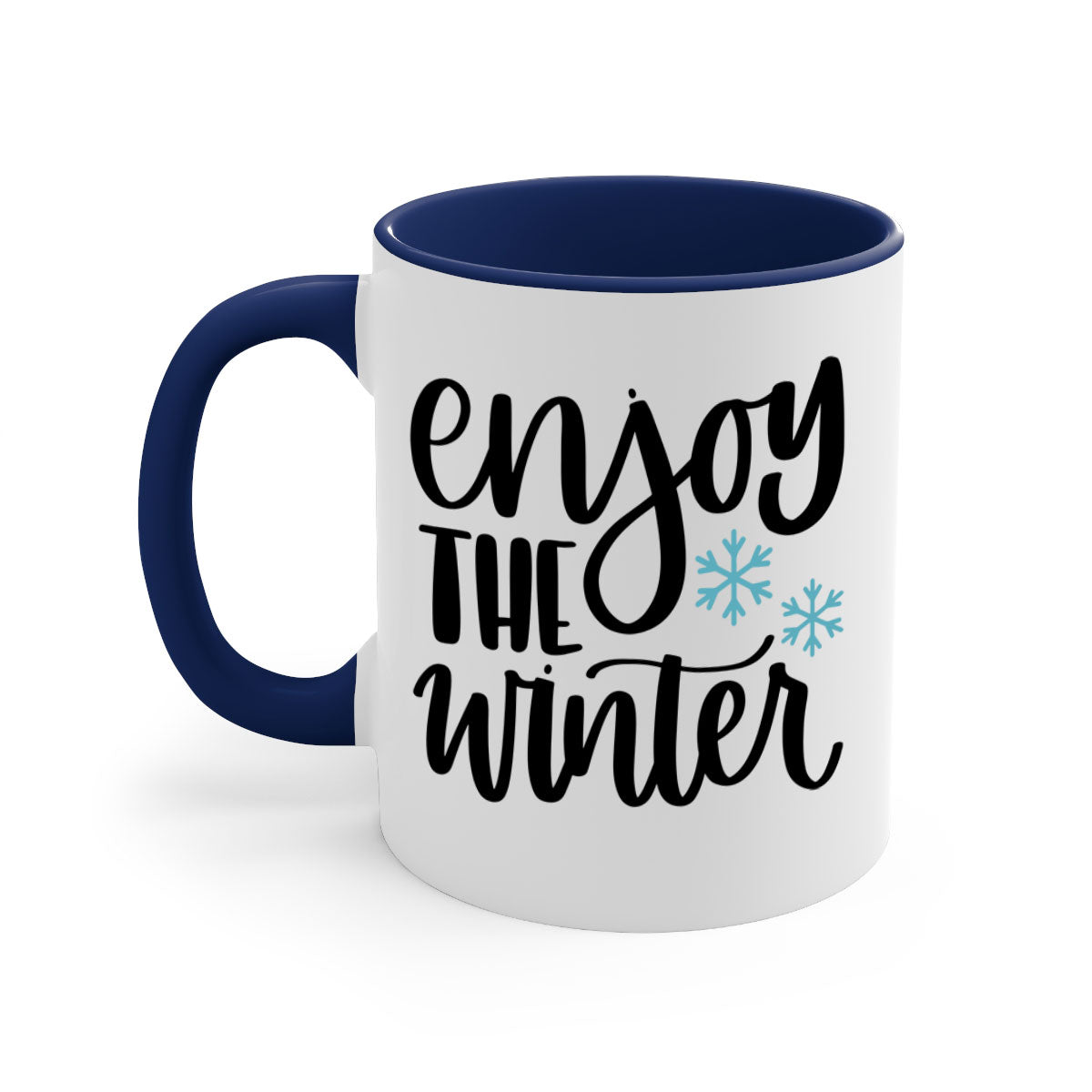 Enjoy The Winter340# Mug featuring a glossy finish, colored handle, and interior, available in five vibrant colors.