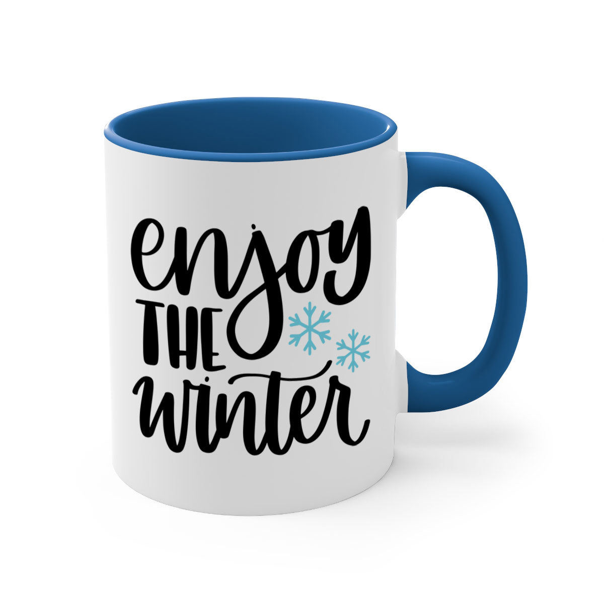 Enjoy The Winter340# Mug featuring a glossy finish, colored handle, and interior, available in five vibrant colors.