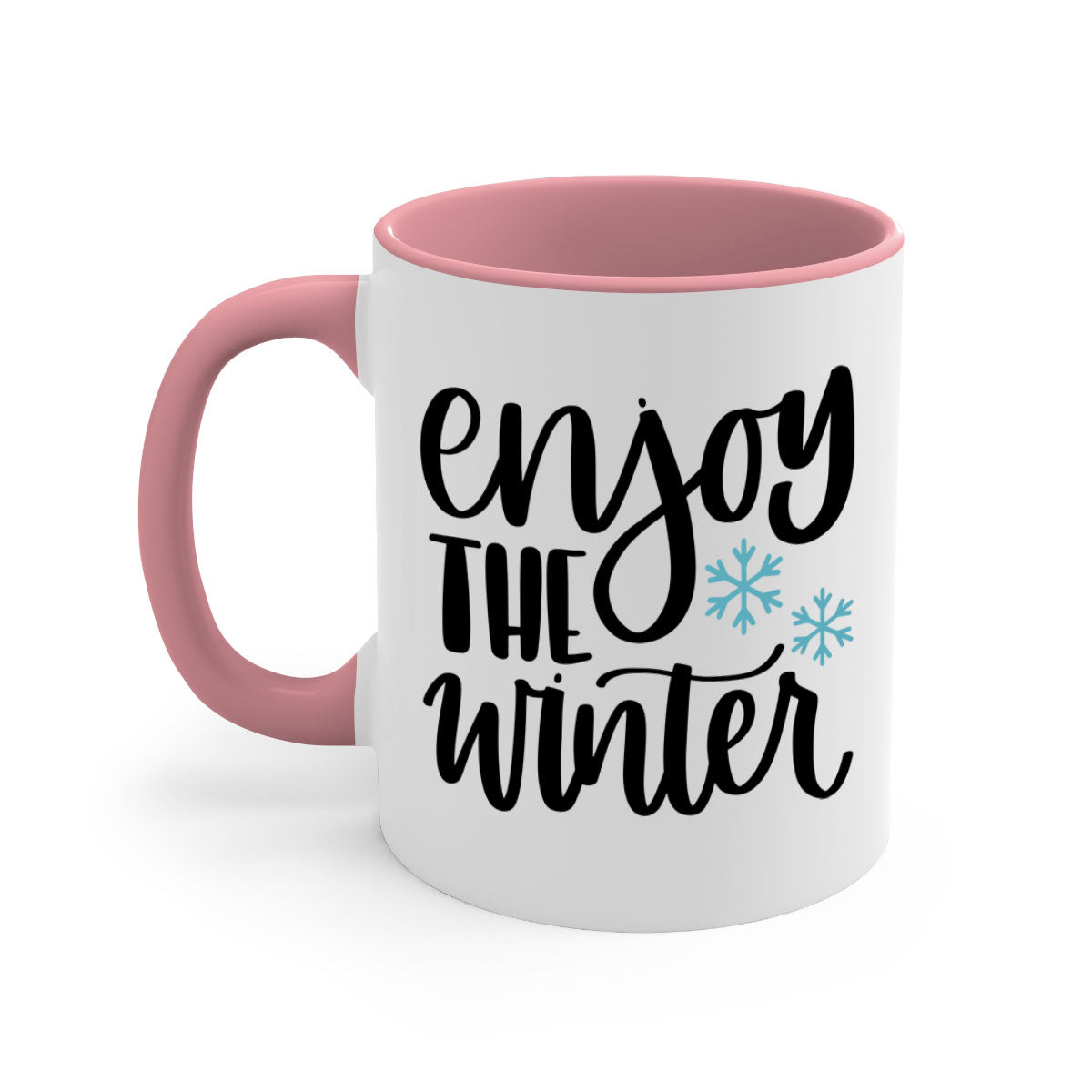 Enjoy The Winter340# Mug featuring a glossy finish, colored handle, and interior, available in five vibrant colors.