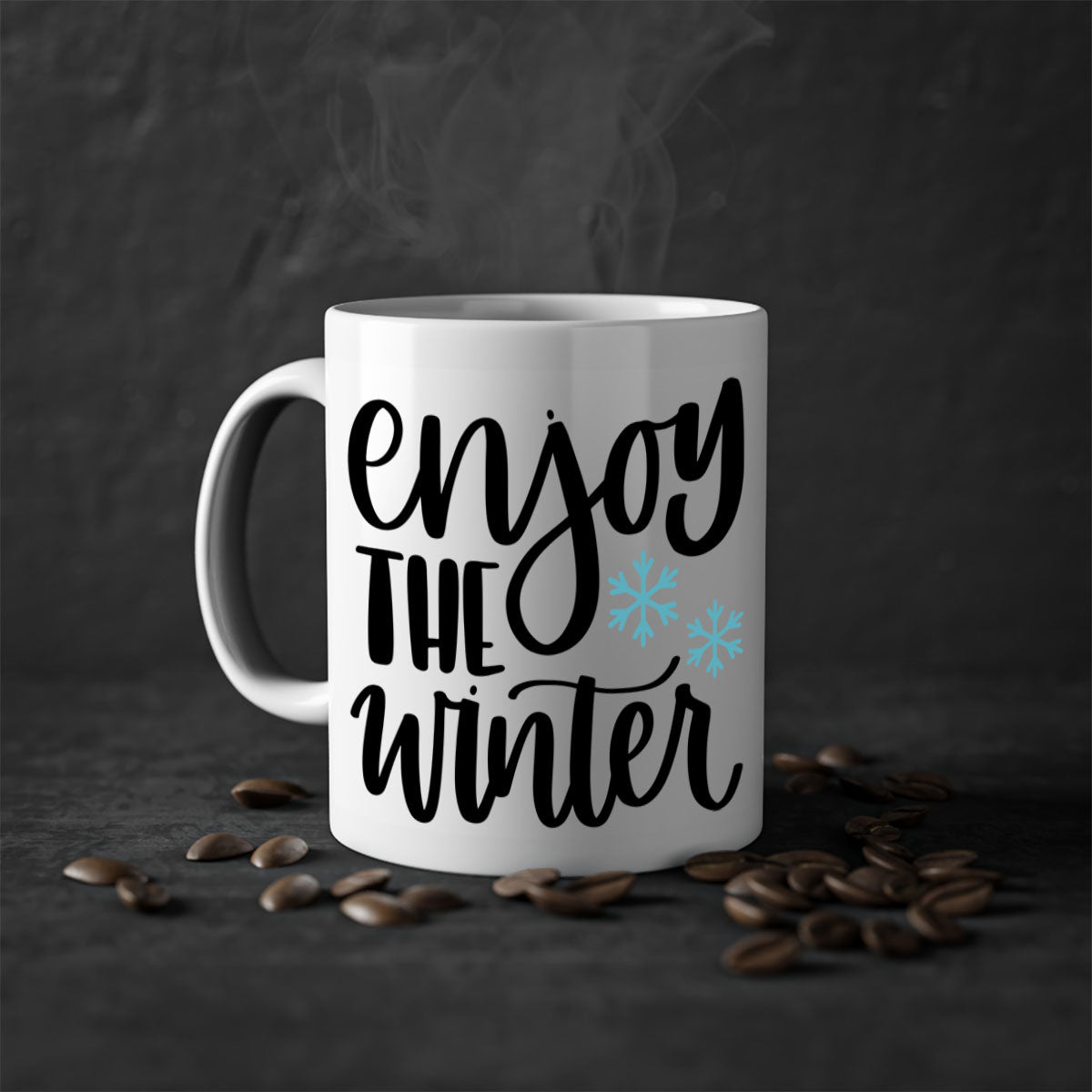 Enjoy The Winter340# Mug featuring a glossy finish, colored handle, and interior, available in five vibrant colors.