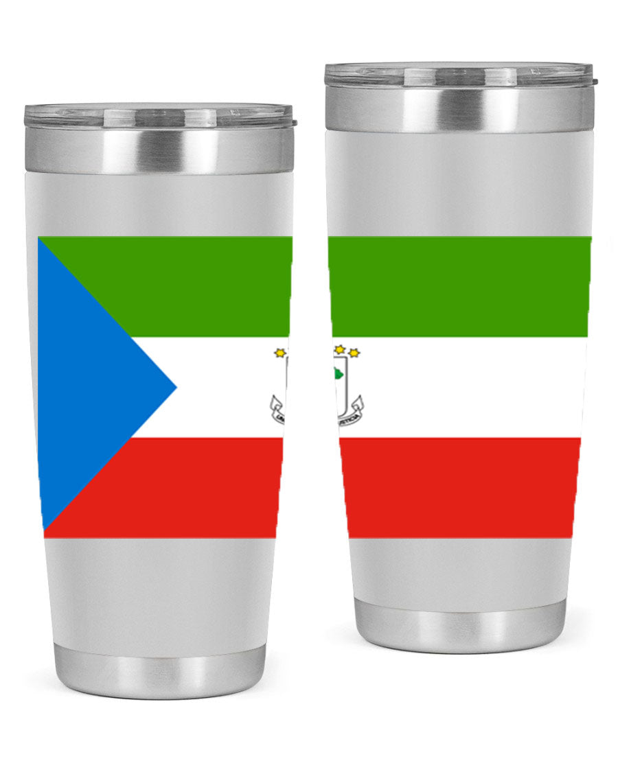 Equatorial Guinea 144# Tumbler showcasing vibrant colors and stainless steel design, perfect for hot and cold beverages.