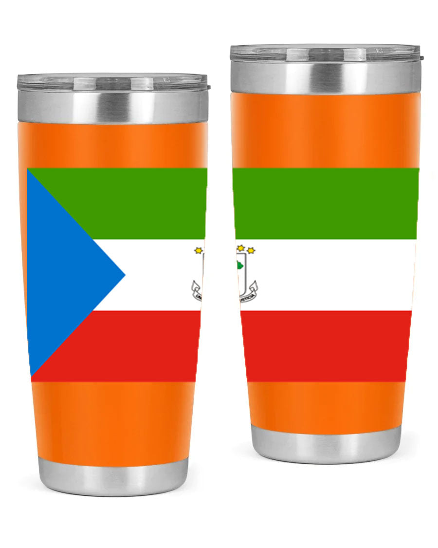 Equatorial Guinea 144# Tumbler showcasing vibrant colors and stainless steel design, perfect for hot and cold beverages.