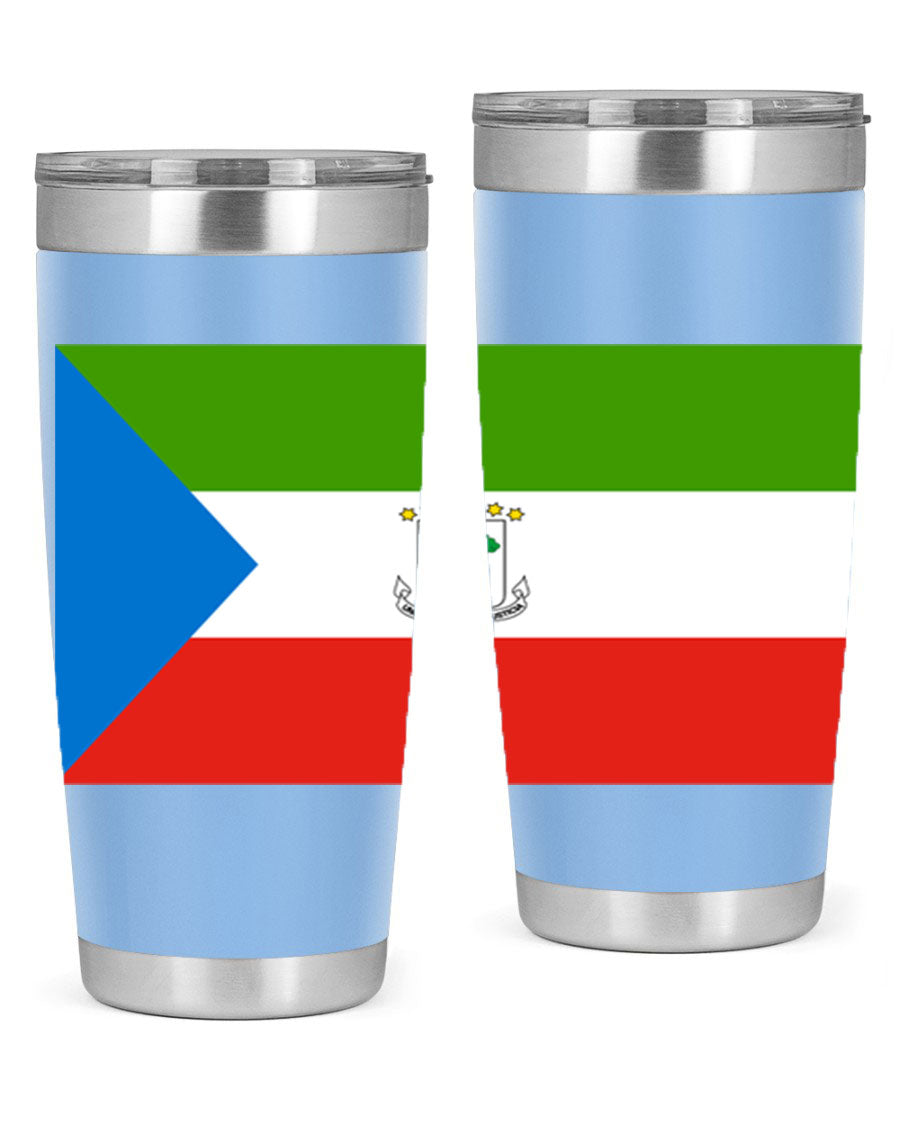 Equatorial Guinea 144# Tumbler showcasing vibrant colors and stainless steel design, perfect for hot and cold beverages.