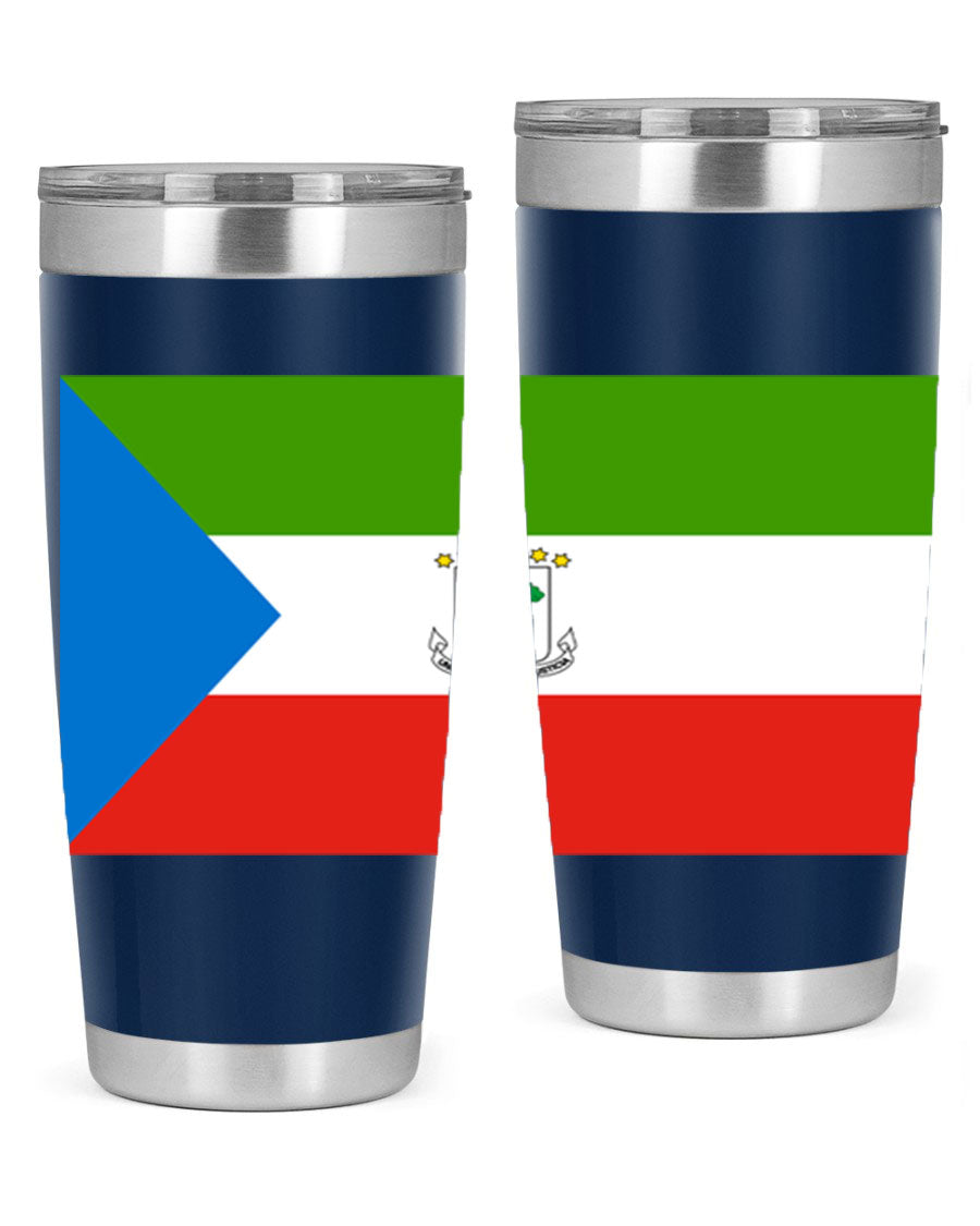 Equatorial Guinea 144# Tumbler showcasing vibrant colors and stainless steel design, perfect for hot and cold beverages.