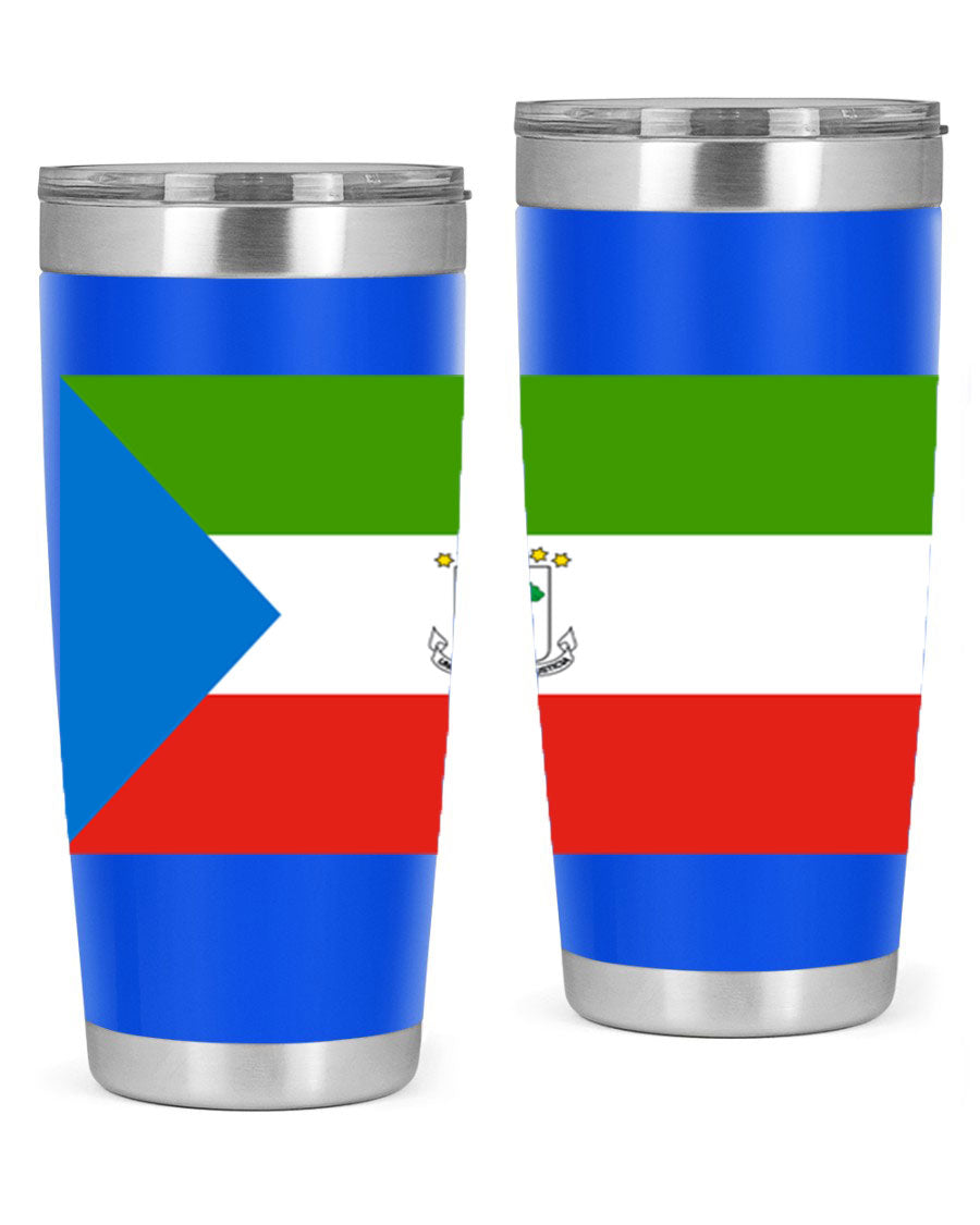 Equatorial Guinea 144# Tumbler showcasing vibrant colors and stainless steel design, perfect for hot and cold beverages.