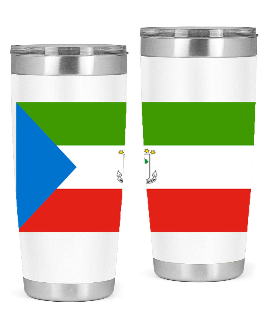 Equatorial Guinea 144# Tumbler showcasing vibrant colors and stainless steel design, perfect for hot and cold beverages.