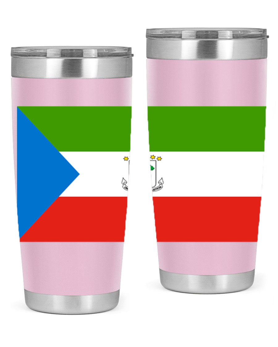 Equatorial Guinea 144# Tumbler showcasing vibrant colors and stainless steel design, perfect for hot and cold beverages.