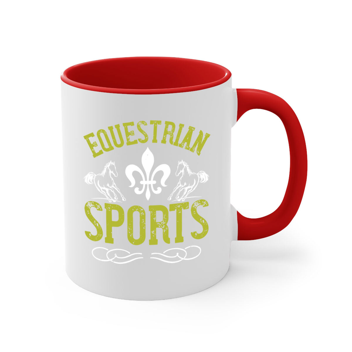 Equestrian Sports Style 55# Mug with a glossy finish, featuring a colored handle and interior, available in multiple colors.