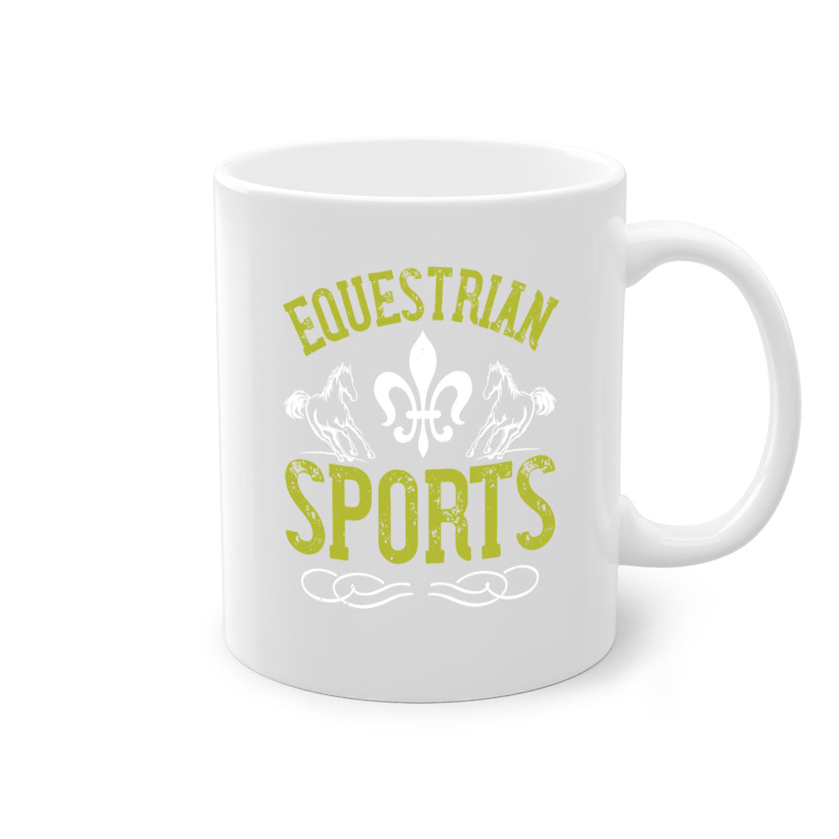 Equestrian Sports Style 55# Mug with a glossy finish, featuring a colored handle and interior, available in multiple colors.