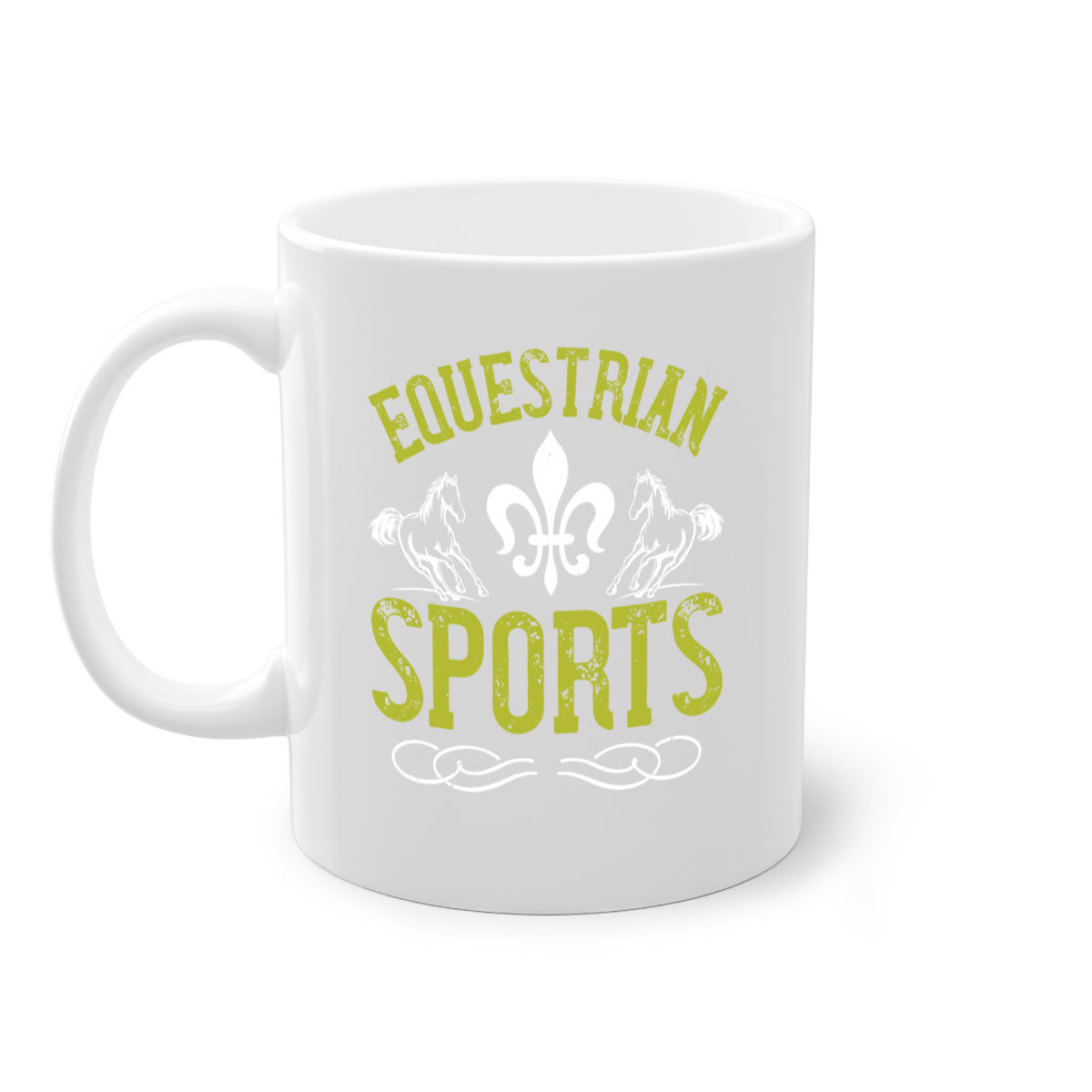 Equestrian Sports Style 55# Mug with a glossy finish, featuring a colored handle and interior, available in multiple colors.