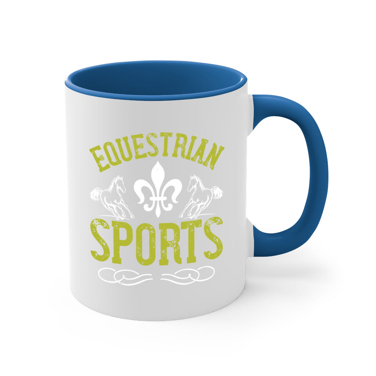 Equestrian Sports Style 55# Mug with a glossy finish, featuring a colored handle and interior, available in multiple colors.