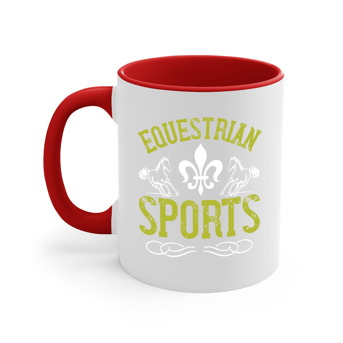 Equestrian Sports Style 55# Mug with a glossy finish, featuring a colored handle and interior, available in multiple colors.