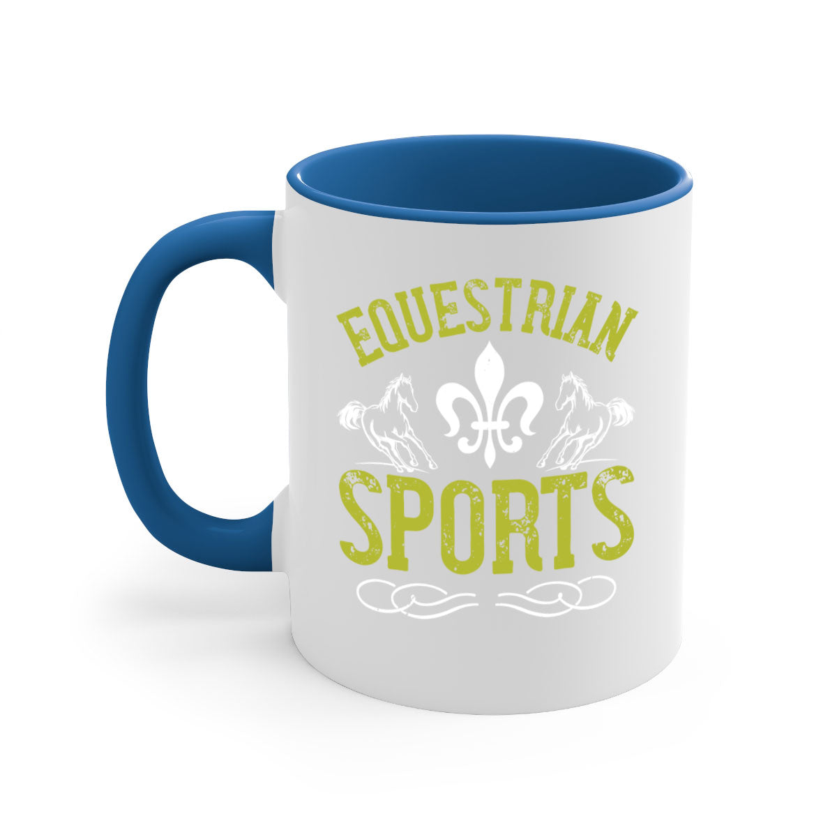 Equestrian Sports Style 55# Mug with a glossy finish, featuring a colored handle and interior, available in multiple colors.