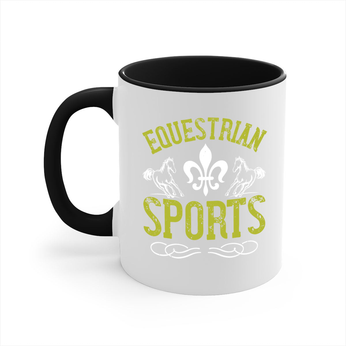 Equestrian Sports Style 55# Mug with a glossy finish, featuring a colored handle and interior, available in multiple colors.