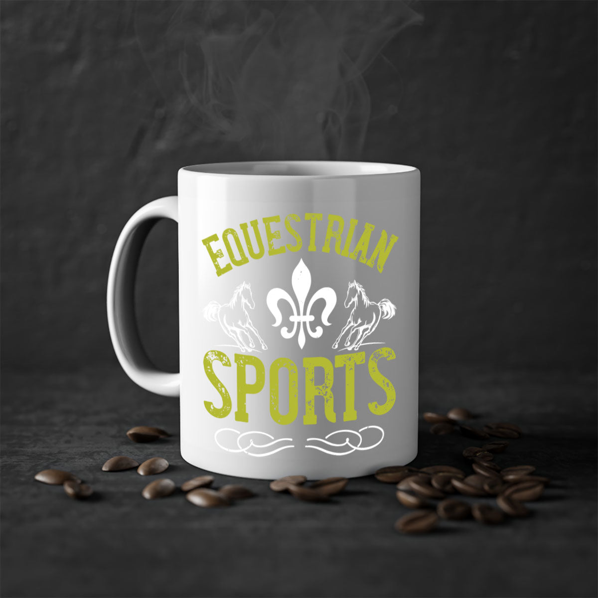 Equestrian Sports Style 55# Mug with a glossy finish, featuring a colored handle and interior, available in multiple colors.