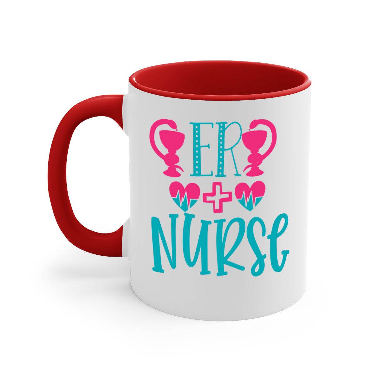 ER Nurse Style 387# Mug featuring a two-tone design with a colored handle and glossy finish, available in multiple colors.
