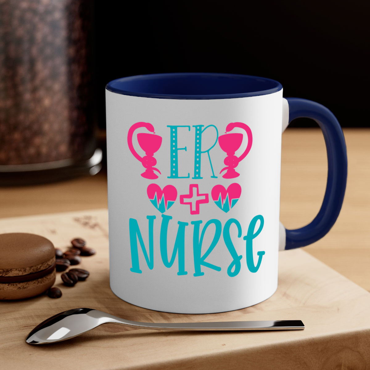 ER Nurse Style 387# Mug featuring a two-tone design with a colored handle and glossy finish, available in multiple colors.