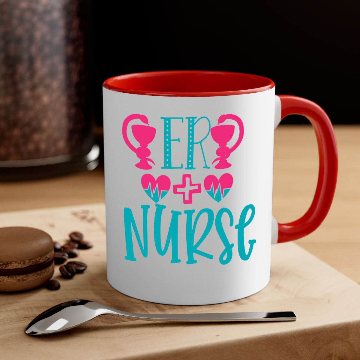 ER Nurse Style 387# Mug featuring a two-tone design with a colored handle and glossy finish, available in multiple colors.