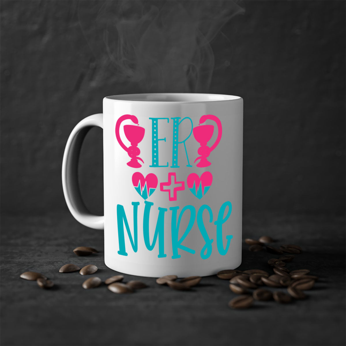 ER Nurse Style 387# Mug featuring a two-tone design with a colored handle and glossy finish, available in multiple colors.