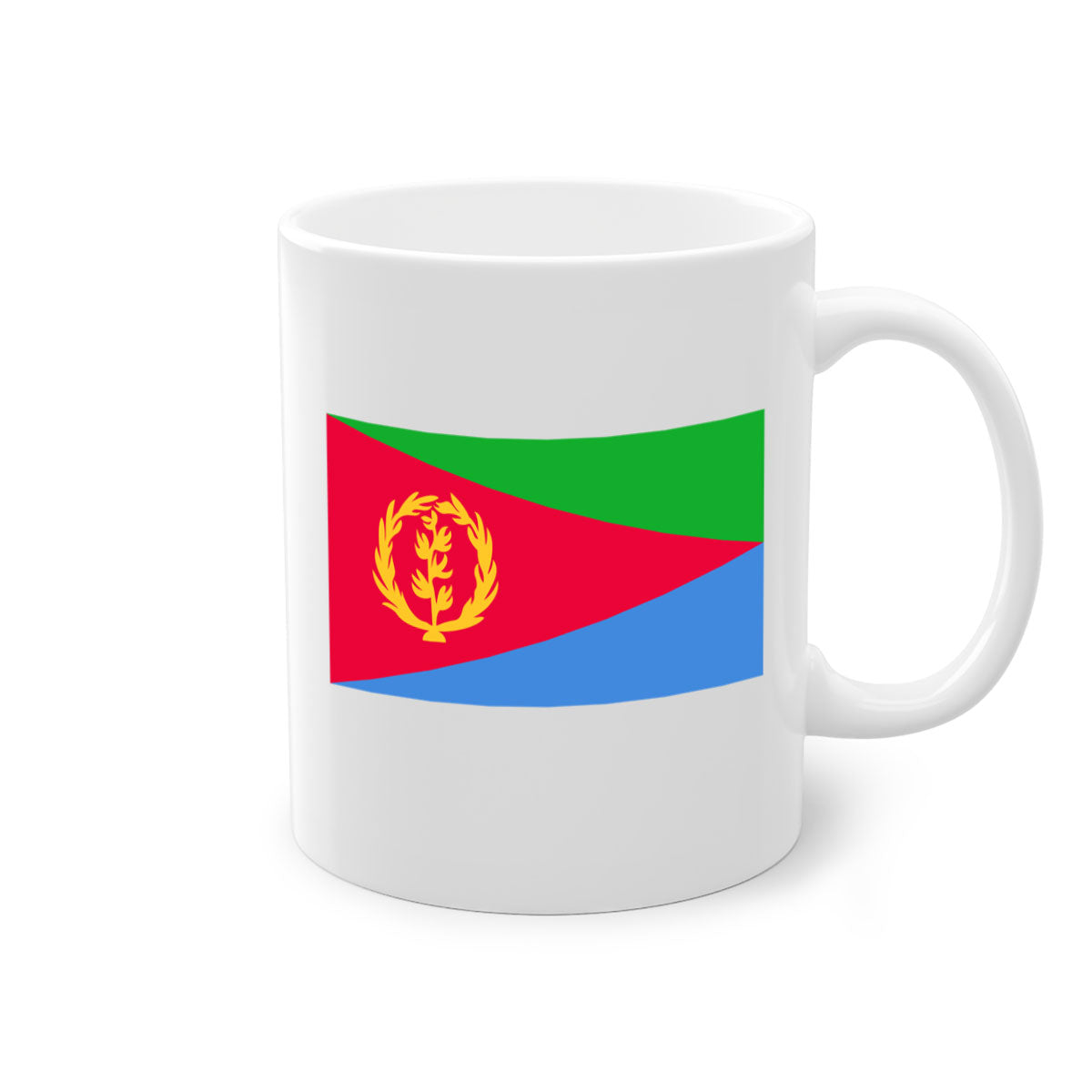 Eritrea 143# Mug featuring a glossy finish with colorful handle and interior options, perfect for coffee or tea.