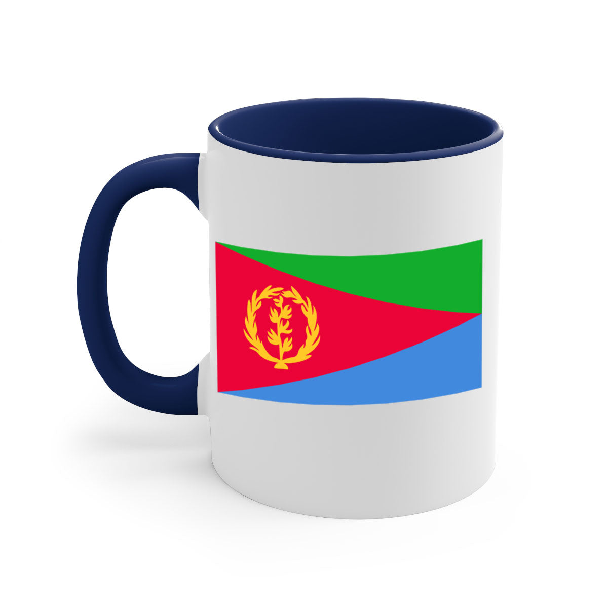 Eritrea 143# Mug featuring a glossy finish with colorful handle and interior options, perfect for coffee or tea.