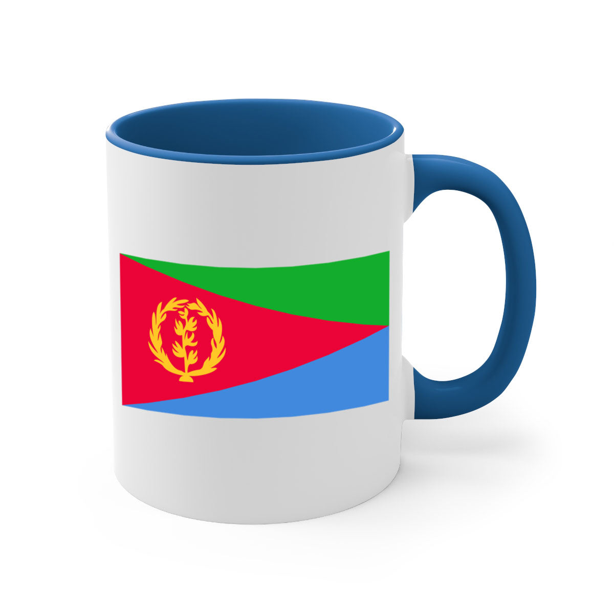 Eritrea 143# Mug featuring a glossy finish with colorful handle and interior options, perfect for coffee or tea.