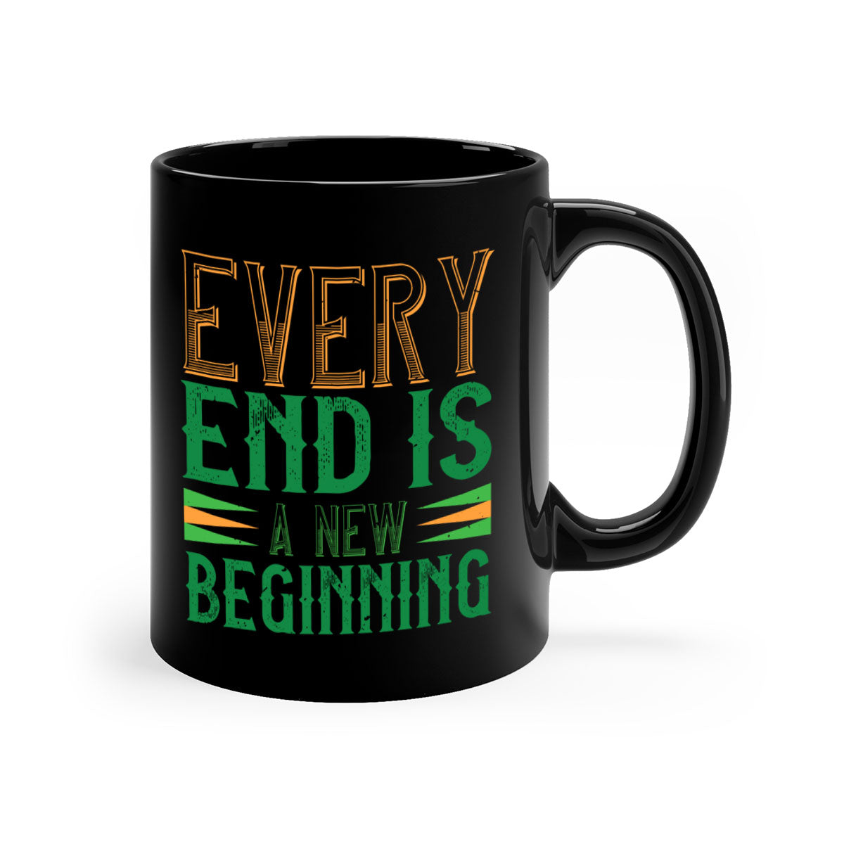 Every End is a New Beginning Style 138# Mug with a glossy finish, featuring a colored handle and interior, available in multiple colors.