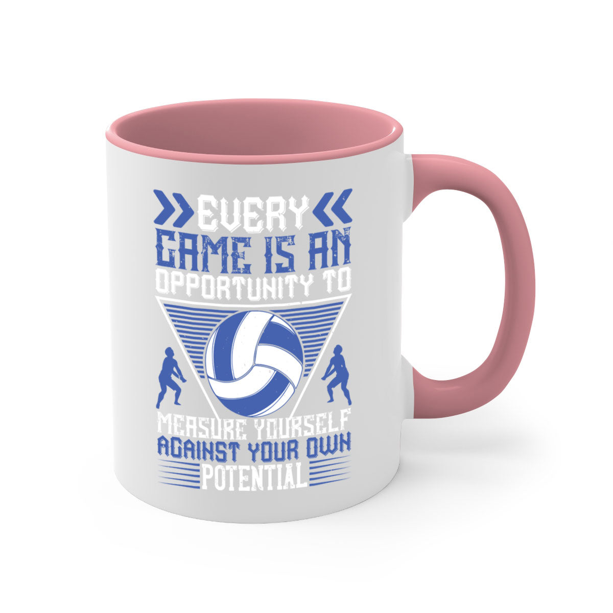 Every game is an opportunity to measure yourself against your own mug with a glossy finish, colored handle, and interior, available in multiple colors.