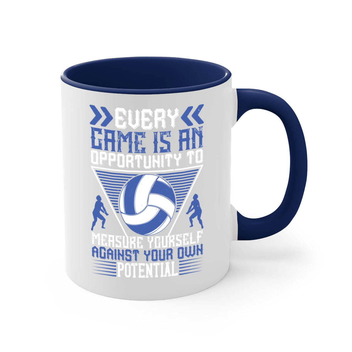 Every game is an opportunity to measure yourself against your own mug with a glossy finish, colored handle, and interior, available in multiple colors.