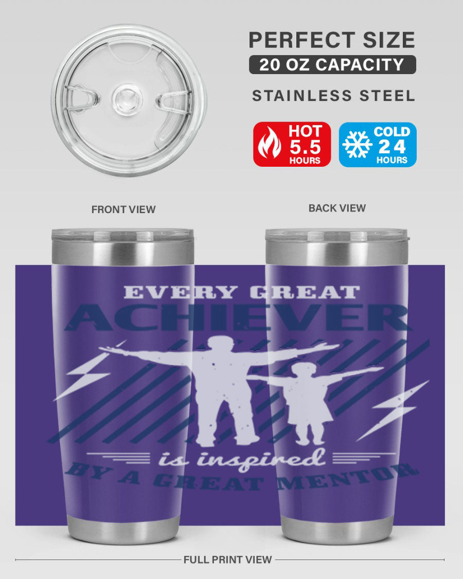Every Great Achiever 230# Tumbler, 20oz double wall vacuum stainless steel with copper lining, featuring a drink-thru lid.