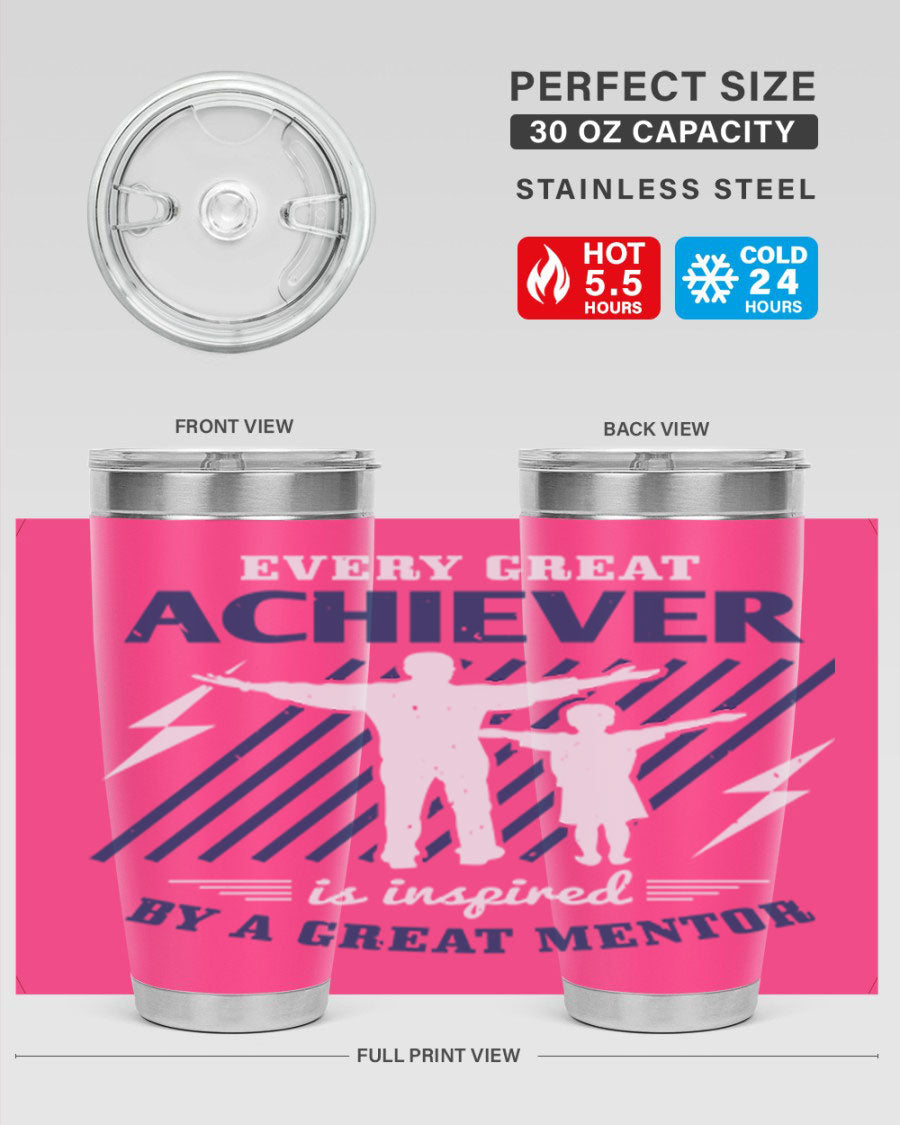 Every Great Achiever 230# Tumbler, 20oz double wall vacuum stainless steel with copper lining, featuring a drink-thru lid.