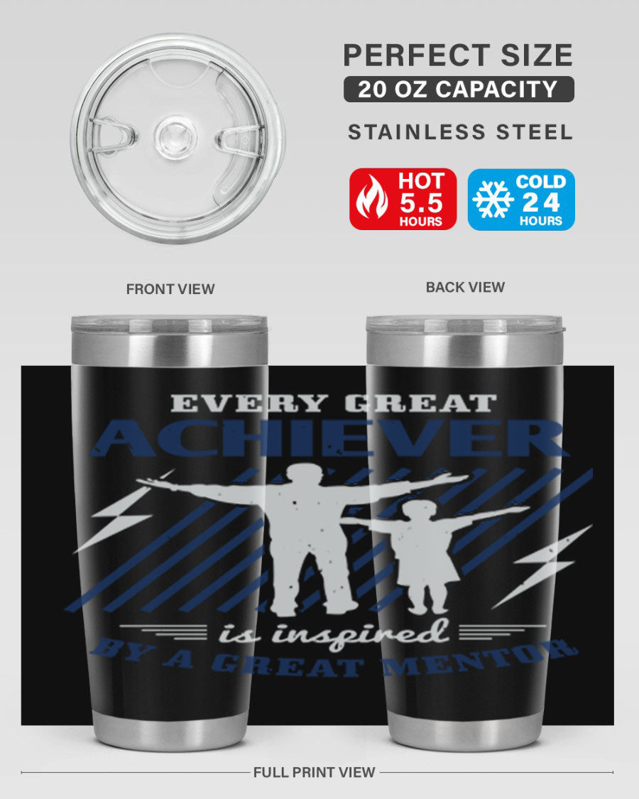 Every Great Achiever 230# Tumbler, 20oz double wall vacuum stainless steel with copper lining, featuring a drink-thru lid.