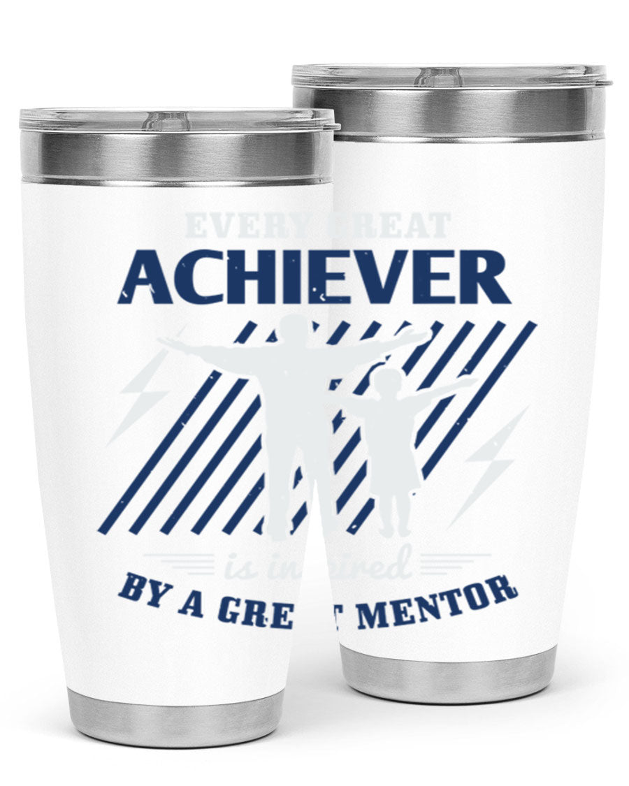 Every Great Achiever 230# Tumbler, 20oz double wall vacuum stainless steel with copper lining, featuring a drink-thru lid.