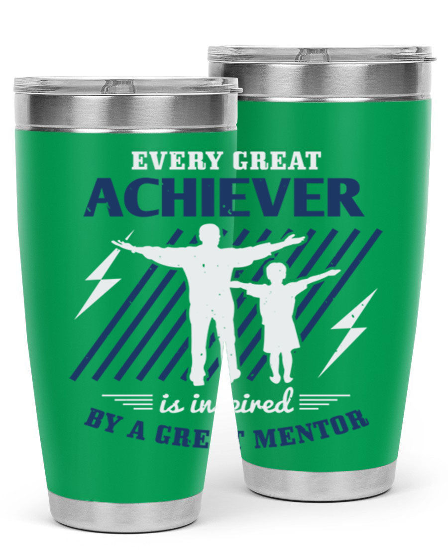 Every Great Achiever 230# Tumbler, 20oz double wall vacuum stainless steel with copper lining, featuring a drink-thru lid.