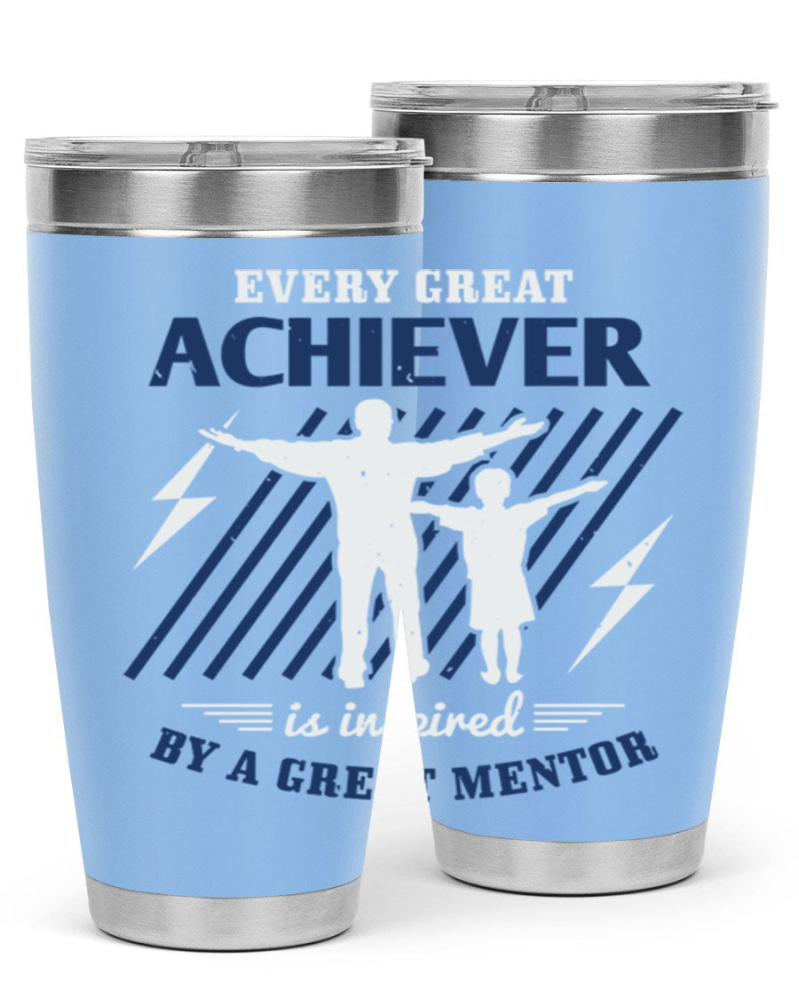 Every Great Achiever 230# Tumbler, 20oz double wall vacuum stainless steel with copper lining, featuring a drink-thru lid.