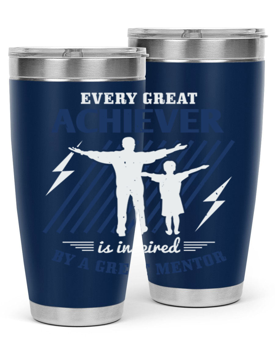 Every Great Achiever 230# Tumbler, 20oz double wall vacuum stainless steel with copper lining, featuring a drink-thru lid.