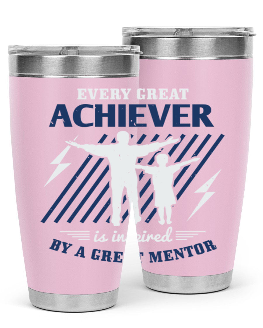 Every Great Achiever 230# Tumbler, 20oz double wall vacuum stainless steel with copper lining, featuring a drink-thru lid.