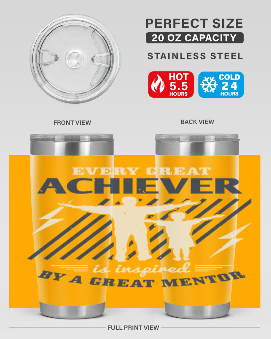 Every Great Achiever 230# Tumbler, 20oz double wall vacuum stainless steel with copper lining, featuring a drink-thru lid.