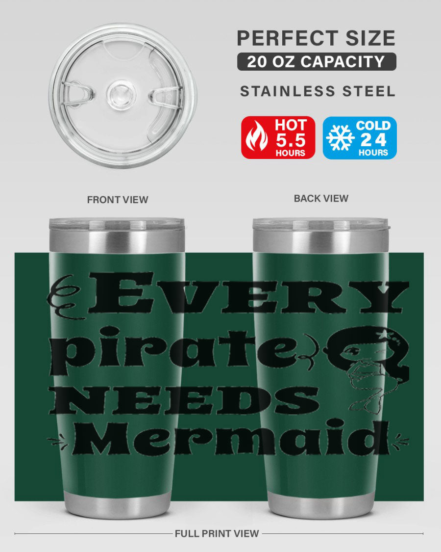 Mermaid 163# Tumbler featuring double wall vacuum insulation, vibrant design, and a press-in lid, perfect for hot and cold beverages.
