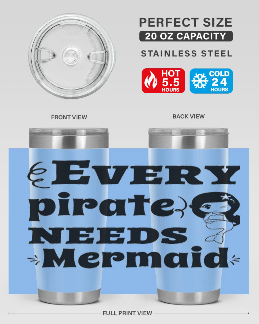 Mermaid 163# Tumbler featuring double wall vacuum insulation, vibrant design, and a press-in lid, perfect for hot and cold beverages.