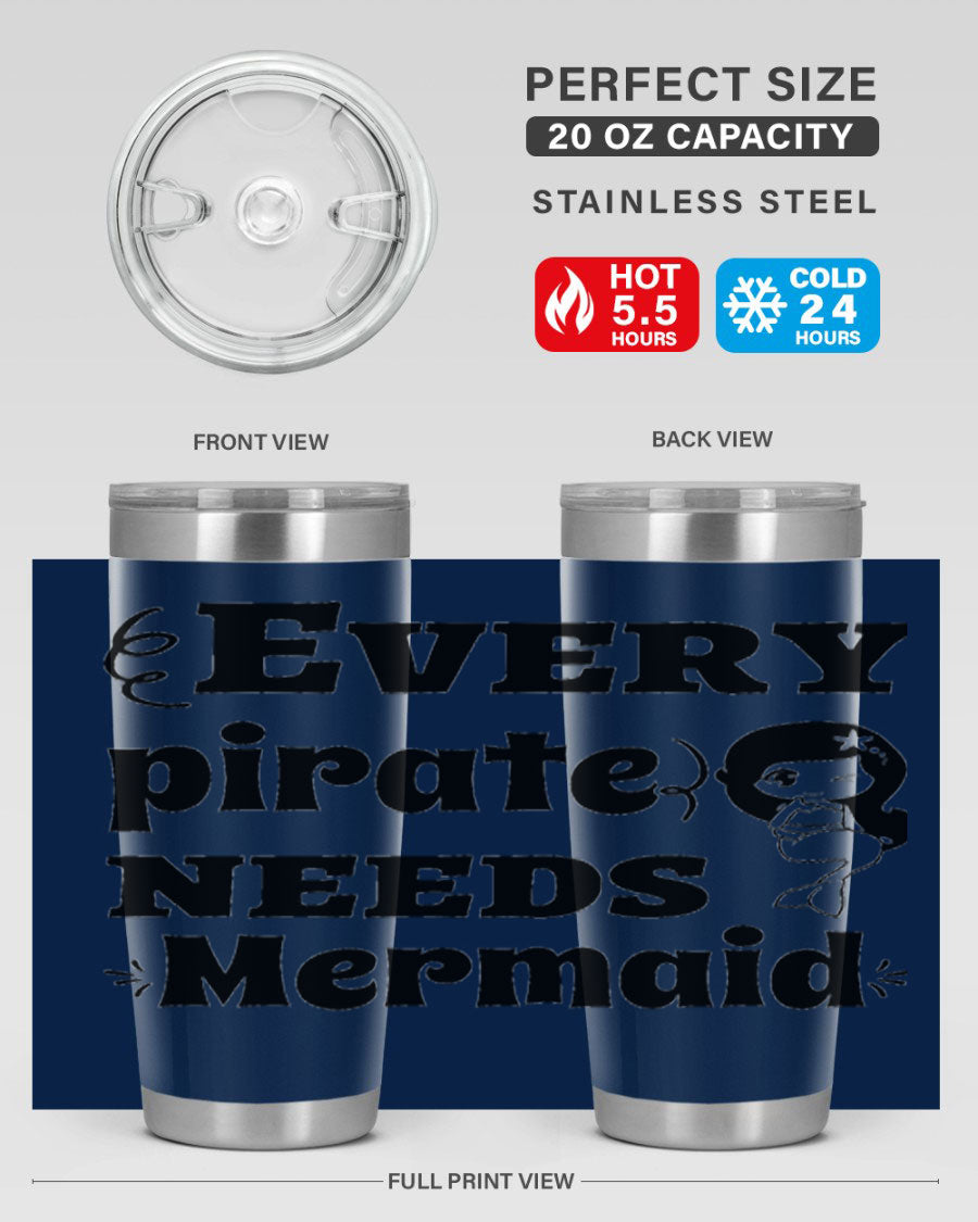 Mermaid 163# Tumbler featuring double wall vacuum insulation, vibrant design, and a press-in lid, perfect for hot and cold beverages.