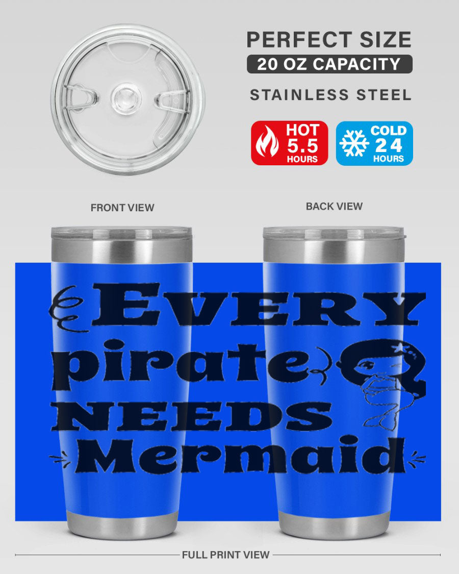 Mermaid 163# Tumbler featuring double wall vacuum insulation, vibrant design, and a press-in lid, perfect for hot and cold beverages.
