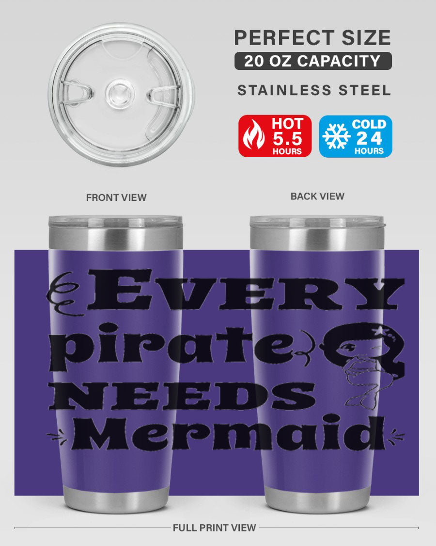Mermaid 163# Tumbler featuring double wall vacuum insulation, vibrant design, and a press-in lid, perfect for hot and cold beverages.