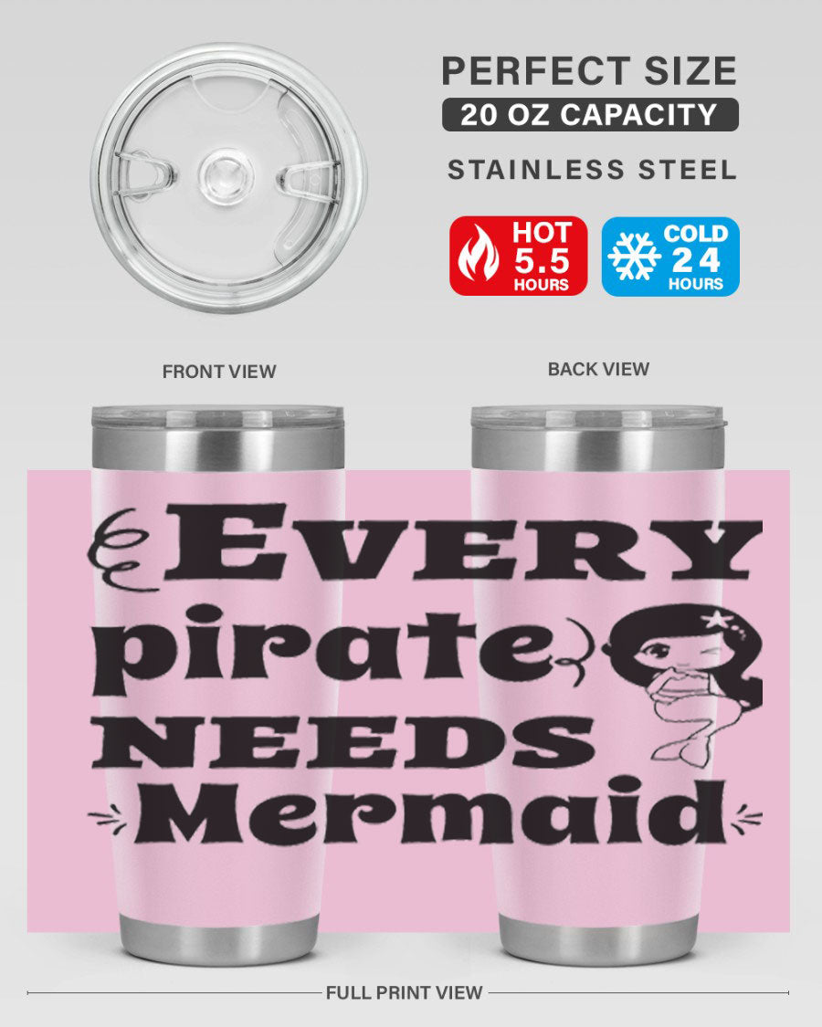 Mermaid 163# Tumbler featuring double wall vacuum insulation, vibrant design, and a press-in lid, perfect for hot and cold beverages.
