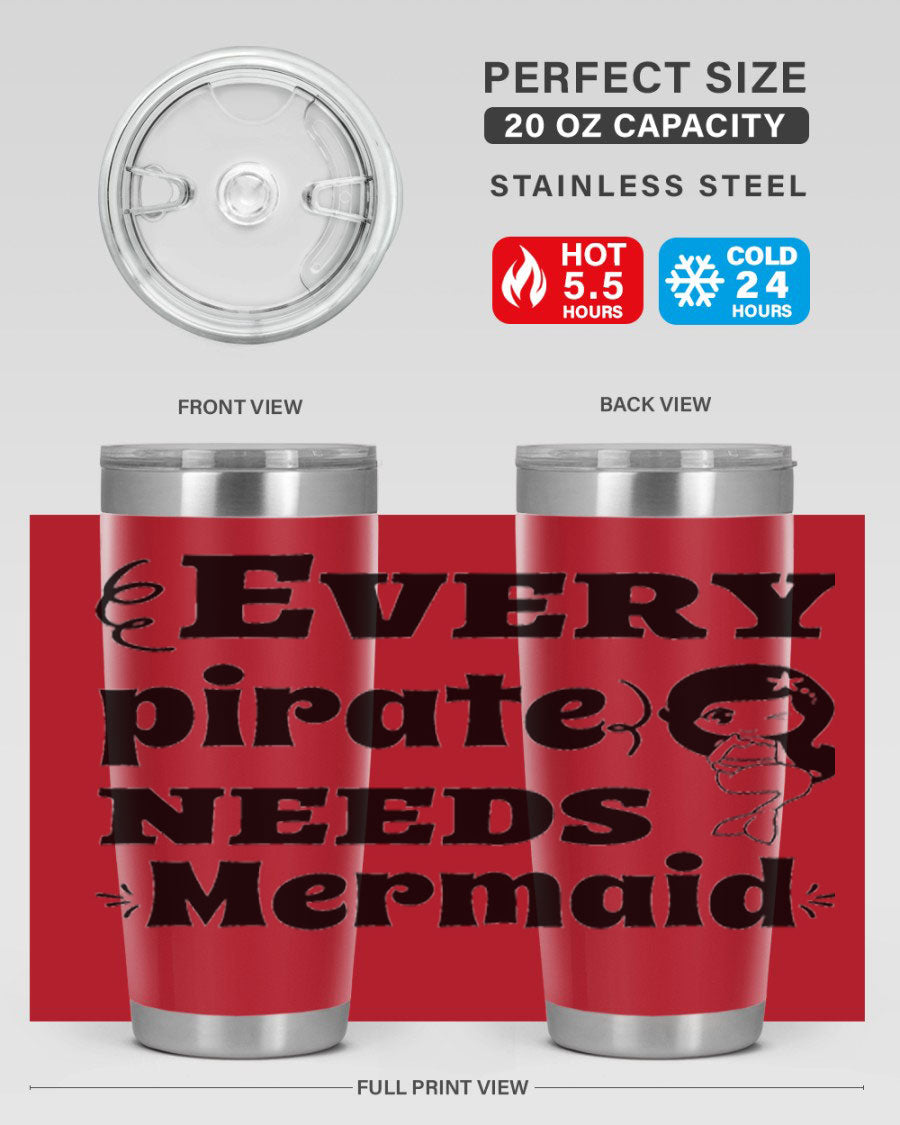 Mermaid 163# Tumbler featuring double wall vacuum insulation, vibrant design, and a press-in lid, perfect for hot and cold beverages.