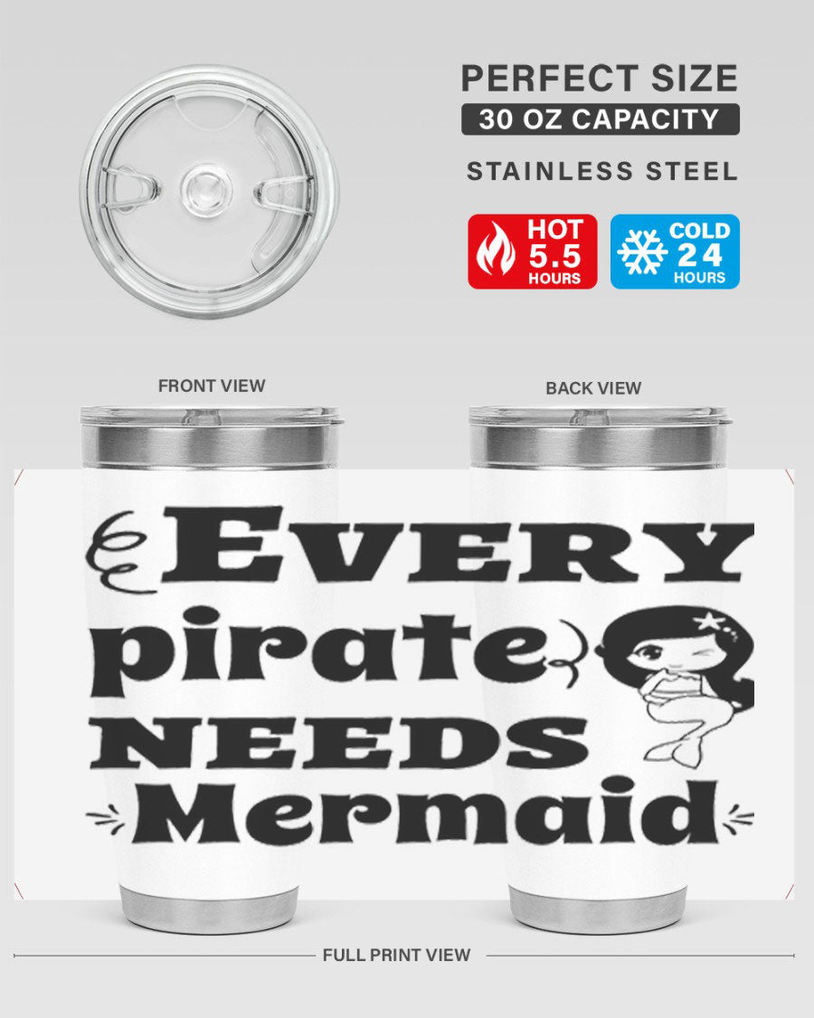 Mermaid 163# Tumbler featuring double wall vacuum insulation, vibrant design, and a press-in lid, perfect for hot and cold beverages.