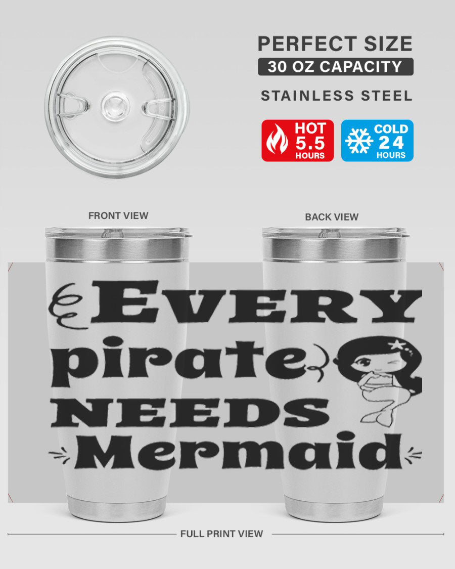 Mermaid 163# Tumbler featuring double wall vacuum insulation, vibrant design, and a press-in lid, perfect for hot and cold beverages.