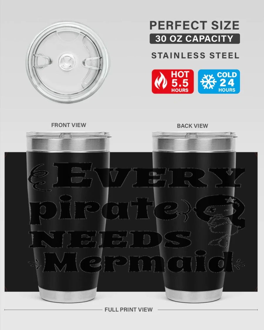 Mermaid 163# Tumbler featuring double wall vacuum insulation, vibrant design, and a press-in lid, perfect for hot and cold beverages.