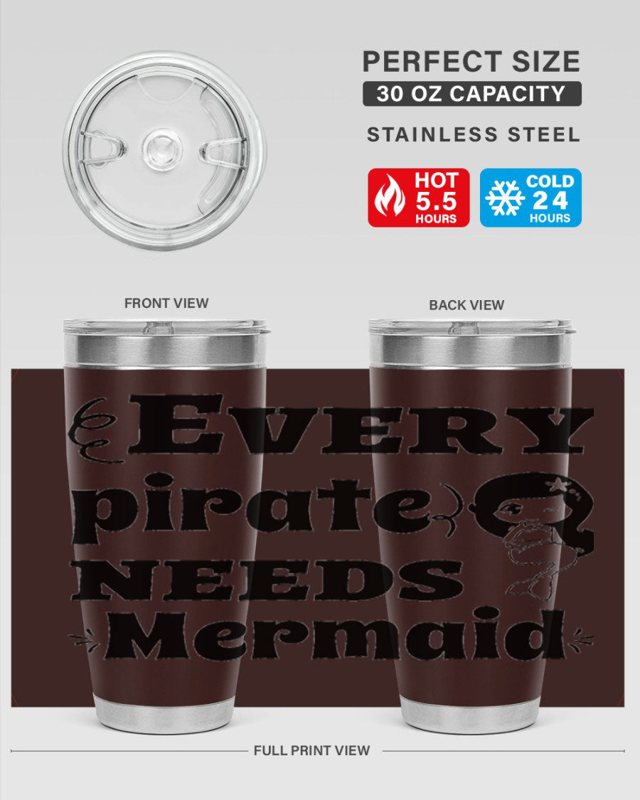 Mermaid 163# Tumbler featuring double wall vacuum insulation, vibrant design, and a press-in lid, perfect for hot and cold beverages.